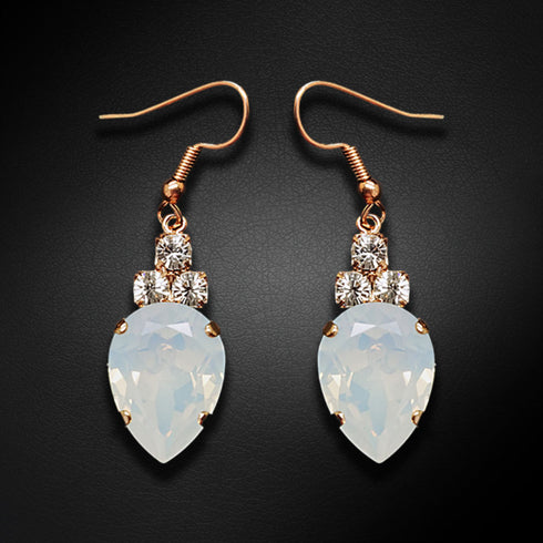Auskarai "Leonora (Baltasis Opalas)" su Swarovski™ kristalais